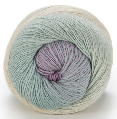 Laines du Nord Poema Cashmere yarn in soft pastel colors, showcasing a beautiful gradient effect.