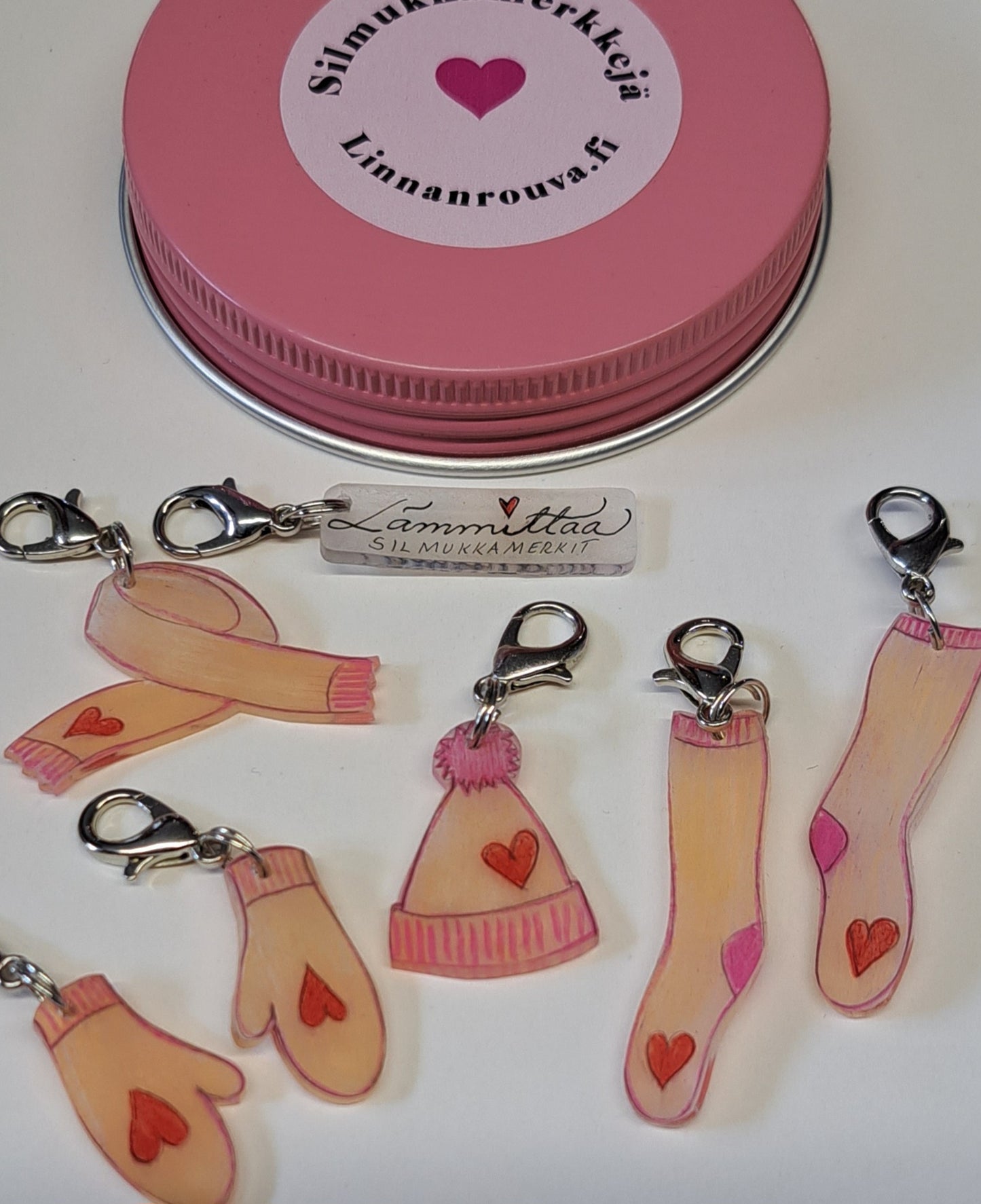 LINNANROUVAN silmukkamerkkisetti "Lämmittää"